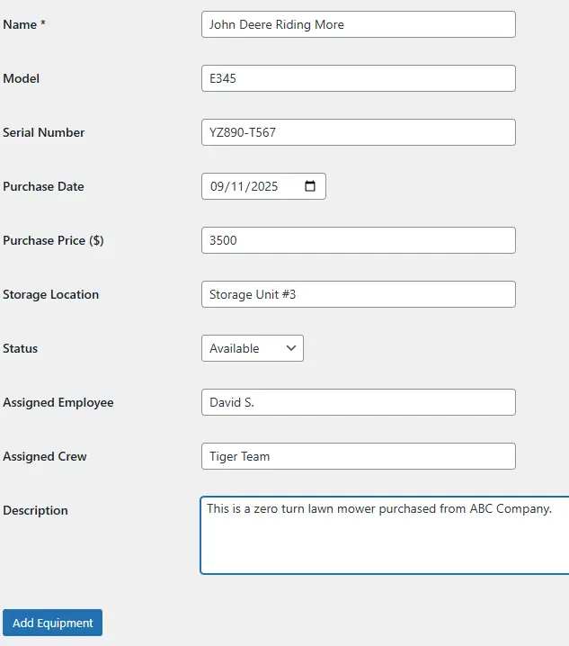 lawn equipment manager